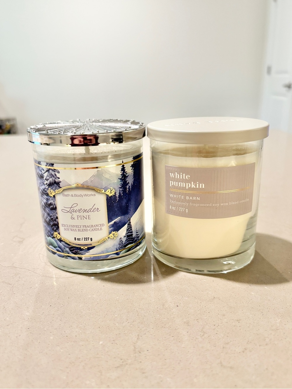 Bath and Body Works 2 Candle Bundle Lavender Pine White Pumpkin